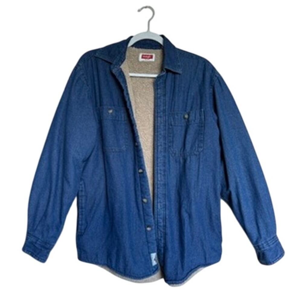 Wrangler Denim Sherpa Lined Jacket Sze S/P Fall Western Light Jacket Medium Wash